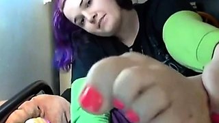 Emo Goth Girl's Foot Fetish Webcam Show