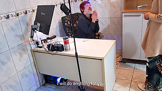 Female Boss Orders Employee to Take off His Clothes and Sucks His Ass