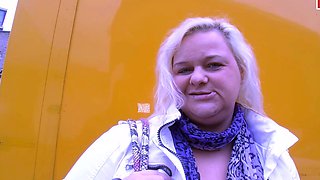 Fat blonde German housewife persuaded to solo casting