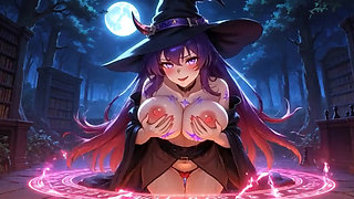 Sexy Witch's Power Ritual: Sparks on Clit, Aerial Ride and Magical Internal Cumshot!