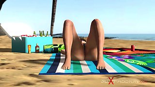 Hot porno! dune buggy, topical beach and crazy glorious brunette