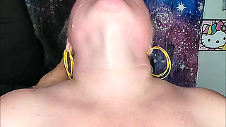 BBW Roommate Submits to Sloppy Rough Deepthroat Training 9 Inch Dildo