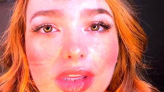 Sexy amateur redhead teen double dildo action