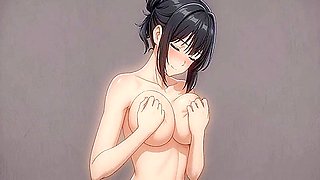 Car Toon In A Manga Woman Who Caresses Her Huge Breasts