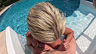Super Hot MILF Tatiana Steele Gives Ian a POV BJ in the Pool