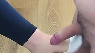 The sight of a slave kneeling naked is very arousing to me... and when I kick his balls in my ballet shoes, I get wet!