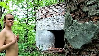 Exhibitionist Blonde Teen Walks Through Abandoned Buildings