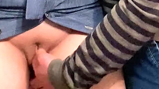 Dirty Hobby! Old Man Fingering Perfect Pussy in Public