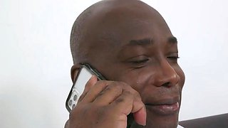 Pretty blonde doll performs a deep suck off on his massive