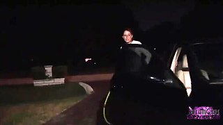 Angela White big tits brunette naked outdoors