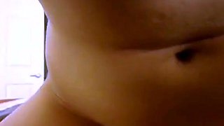Skinny Big-Tit Brunette Rides Dick on Webcam