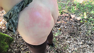 Sapnking Her Naked Ass and Tits in the Woods