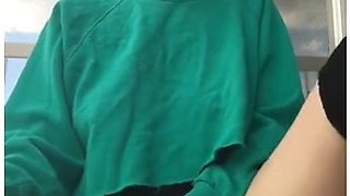 Teen Smokes And Flashes Pussy
