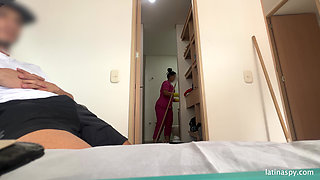 Maid with Huge Ass Cleans Apt Then Jerks Her Boss Part 2