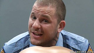 Close-up doggy style anal penetration with a blonde Riley Evans