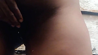 Desperate for a Pee Bouncing in Green Short Weeing Outdoors