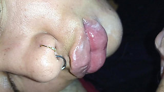 POV EXTREME CREAMPIE, THE CUCKOLD SPURTS ALL HIS BONER ON THIS BITCH