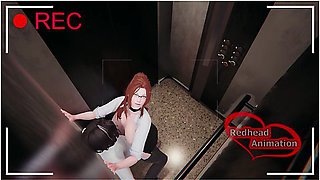 The Ai Camera Catches A Milf And Neighbor Fucking In The Elevator With Car Toon