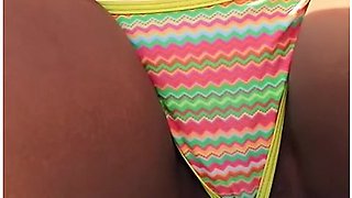 Hot Latina Caught Adjusting Bikini Thong On A Public Beach - Pussy Slip And Cameltoe Pov Candid