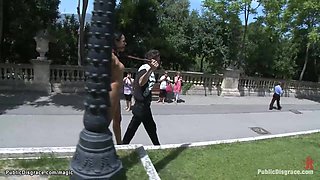 Busty Latina fucked in public places