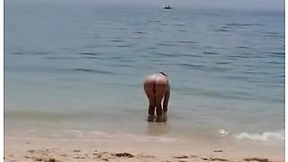 Teen Exhib In Public Beach Portugal