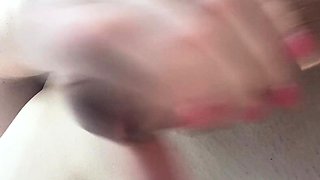 Big Tits Tranny Jerking her Big Hard Cock