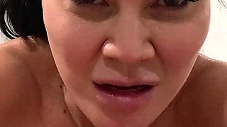 Brit Baddie in Leather Rims Stud & Jerks His Cumshot Into Her Pussy