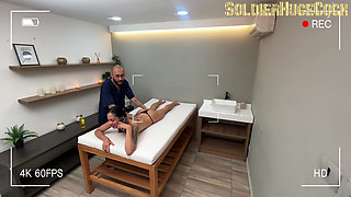 Cuckold Masseur Security Cam Creampie with His Young Wife