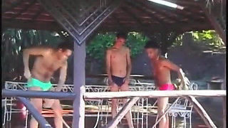 Three Latino lovers have hard fuck session with three lusty sluts outdoors