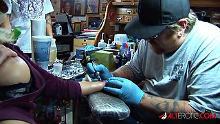 Shyla Stylez Flashes Big Tits Getting Inked